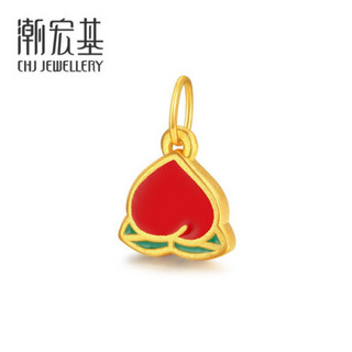 潮宏基 CHJ JEWELLERY 小神仙 足金黄金吊坠转运珠串珠手绳女款定价 XPG30015833 红桃志