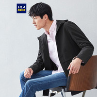 HLA海澜之家风衣男防风连帽长款休闲外套HWFAD1R006A黑色(06)175/92A(50) cz