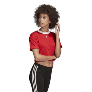 阿迪达斯 ADIDAS 三叶草 女子 CROP TOP 运动 T恤 FM3258 S码