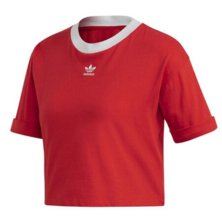 阿迪达斯 ADIDAS 三叶草 女子 CROP TOP 运动 T恤 FM3258 S码