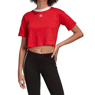 阿迪达斯 ADIDAS 三叶草 女子 CROP TOP 运动 T恤 FM3258 S码