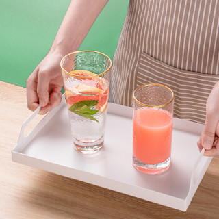 佳佰 玻璃杯套装 家用水杯 水晶耐热玻璃水杯果汁杯茶杯非保温杯 锤纹金边480ml 两支装