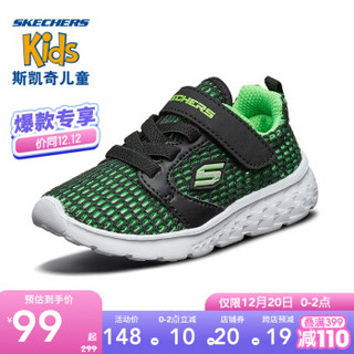 Skechers斯凯奇童鞋 2020新品0-6个月小童运动鞋 男童软底透气宝宝学步鞋660026N 黑色/柠檬色/BKLM 26尺码偏大建议选小一码