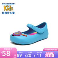 Skechers斯凯奇童鞋 新款女童魔术贴透气玛丽珍凉鞋 柔软缓震镂空包头可爱学步鞋 86923N 青绿色/彩色/TQMT 24