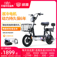 绿源电动车新国标小型电动自行车FBA2男女成年人迷你代步电瓶车 浅灰绿