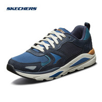 Skechers斯凯奇男鞋绑带运动休闲鞋潮流复古拼接低帮鞋66020 海军蓝色 40