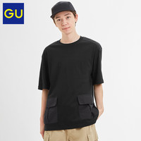 GU极优男装带口袋宽松T恤(5分袖)2020秋季新款时尚潮流休闲333042