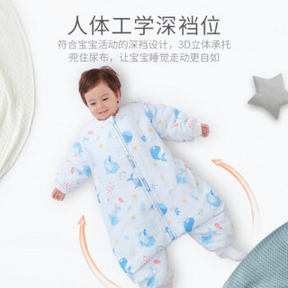 象宝宝（elepbaby）婴儿睡袋儿童秋冬可脱袖薄棉防踢被新生儿宝宝分腿睡袋 海底奇光（不可拆袖10-20℃） L码（适用于90-105cm身高）