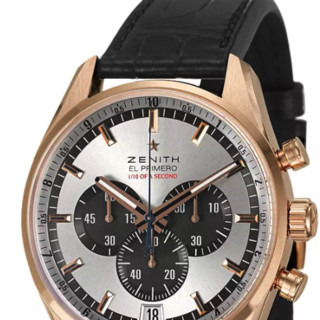 ZENITH 真力时 EL PRIMERO系列 18.2040.4052/21.C496 男士机械手表 42mm 银盘 黑色鳄鱼皮带 圆形