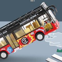 邦娃良品 双层露天公巴士 声光+双门可开 颜色随机