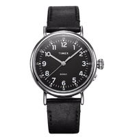 TIMEX 天美时 TW2T20200 男士石英手表 40mm 黑盘 黑色皮质表带 圆形