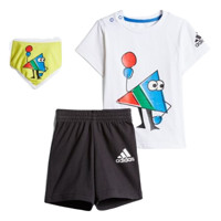 adidas 阿迪达斯 IB CD TEE SET 男童圆领运动套装 FM9771 白/黑色