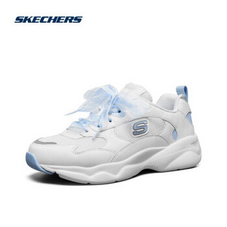 斯凯奇Skechers青春校园休闲运动鞋女子厚底老爹鞋熊猫鞋88888401 白色/浅蓝色WLB 37.5