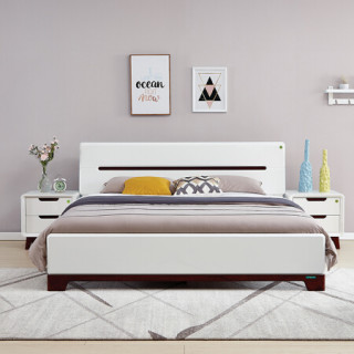 全友家居床北欧时尚卧室家具组合五件套板式双人床带衣柜121802床