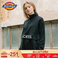 Dickies卫衣 卫衣女 连帽卫衣 半开襟拉链 字母Logo印花卫衣 立领长袖卫衣  休闲卫衣女 DK008195 黑色 XL