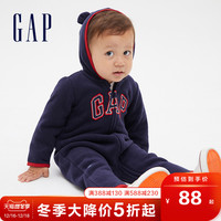 Gap婴儿摇粒绒保暖连体衣秋冬592876 新款童装外出宝宝哈衣