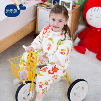 米乐鱼 儿童睡袋婴儿抱被宝宝秋冬分腿防踢被加厚分腿可拆袖睡袋 厚夹棉蘑菇丛林90*56cm