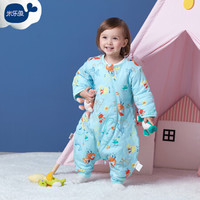 米乐鱼 婴儿睡袋宝宝儿童抱被加厚防踢被分腿睡袋可拆袖 夹棉小火龙90*56cm