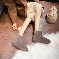 艾斯臣 ACESC 雪地靴女外穿ins潮百搭加绒棉鞋时尚短靴LAS73 杏色 35