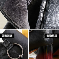 康奈女鞋秋季新品竖纹气质女靴加绒保暖欧洲站简约扣式尖头女短靴