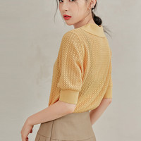 韩都衣舍2020夏季新款宽松显瘦上衣套头纯色毛针织衫女GQ10958耒