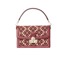 kate spade 凯特丝蓓 Harmony系列女士桃心四叶花提花搭扣斜挎单肩包 拼色