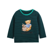 精CLASSIC TEDDY 精典泰迪儿童卡通条纹长袖打底T恤 深蓝绿条 140