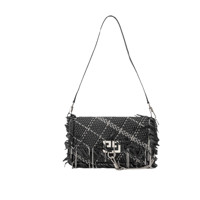 GIVENCHY 纪梵希 Fringed Charm系列女士羊皮流苏磁扣斜挎单肩包#BB508RB0GE001 黑色