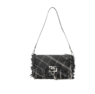 GIVENCHY 纪梵希 Fringed Charm系列女士羊皮流苏磁扣斜挎单肩包#BB508RB0GE001 黑色