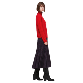 UNIQLO 优衣库 Disney Heroines系列女士纯色高领羊毛长袖针织衫432086 珊瑚红色XS