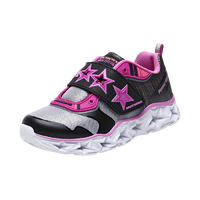 SKECHERS 斯凯奇 GIRLS系列 女童魔术贴休闲运动闪灯鞋 10955L 黑色/荧光粉红色