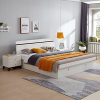 QuanU 全友 家居 北欧简约双人床现代卧室家具组合板式床高箱储物床 121803 高箱床+床头柜*1 1800*2000