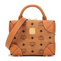 MCM 女士涂层帆布手提单肩斜挎包干邑色LOGO图案 MWRAABF03CO001