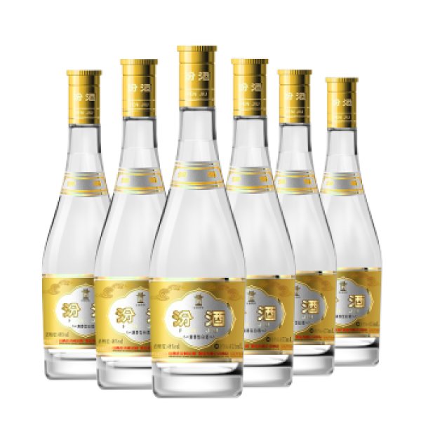 商品汾酒 杏花村酒 48度 黄盖玻汾 475ml*6瓶 清香型自饮白酒