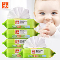 gb 好孩子 木糖醇手口湿巾湿纸巾湿巾纸80片*5包婴儿小包宝宝婴幼儿