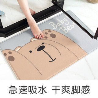 佳佰 卡通地垫防滑垫门垫地毯脚垫家用浴室吸水 熊宝贝40x60cm