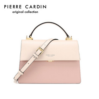 皮尔·卡丹 皮尔卡丹(pierre cardin)质感牛皮手提包女斜挎单肩包女士风琴包包女包礼盒 J0A218-780801S粉色/杏色