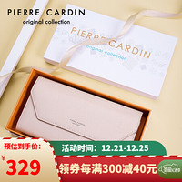 皮尔·卡丹 皮尔卡丹(pierre cardin)钱包长款女牛皮薄款休闲手拿包长钱夹多卡位票夹钱包女礼盒 J0A609-790601S粉红色生日520情人节礼物送女友老婆母亲节礼物实用送妈妈