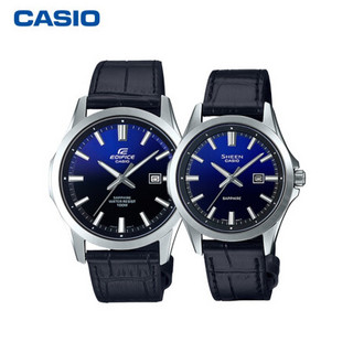 卡西欧（CASIO）手表 EDIFICE&SHEEN系列时尚简约商务人工蓝宝石玻璃镜面情侣对表 EFB-106L-2A&SHE-4542L-2A