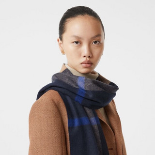 BURBERRY 博柏利 男女款格纹羊绒围巾 80223491 靛蓝 200*36cm