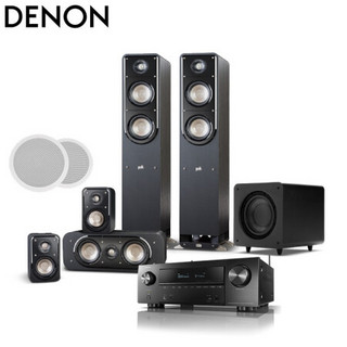 天龙（DENON）X1500+POLK S系列 7.1 家庭影院 音响 音箱  客厅影院 组合套装 吸顶影院 低音炮 功放