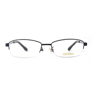 SEIKO 精工 中性款蓝色镜框蓝色镜腿钛金属半框光学眼镜架眼镜框 H01120 158 54MM