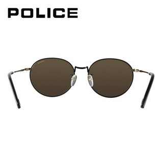 POLICE 中性款黑色镜框金色镜腿茶色镜片眼镜太阳镜 SPL386G 304G 55MM