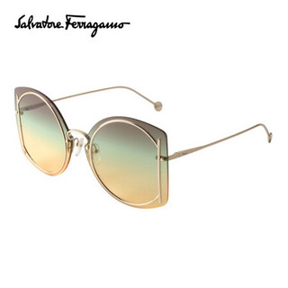FERRAGAMO 菲拉格慕 女款金色镜框金色镜腿黄色镜片眼镜太阳镜 0SF196S 707 66MM