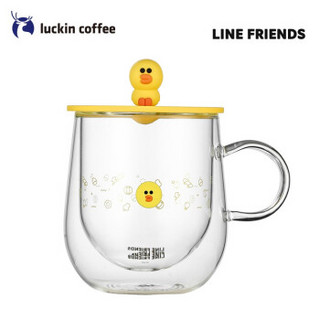 luckincoffee瑞幸咖啡LINE FRIENDS系列双层玻璃水杯子男女咖啡圣诞礼物330ML Sally