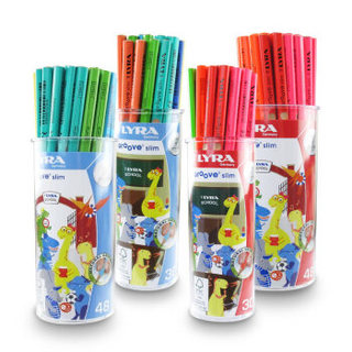 LYRA 艺雅 德国艺雅洞洞铅笔HB儿童三角形铅笔小学生用48支筒装马卡龙色笔杆L1763483