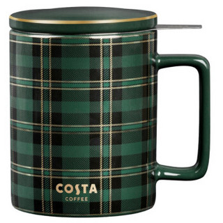 COSTA咖世家陶瓷杯子男女马克杯带盖茶杯男士高档茶水分离水杯咖啡杯 优雅英伦绿355ML
