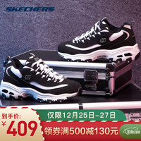 SKECHERS 斯凯奇 情侣鞋女子时尚休闲运动鞋厚底熊猫鞋保暖鞋66666125 黑色/白色 37