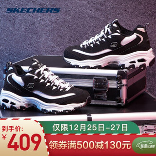 SKECHERS 斯凯奇 情侣鞋女子时尚休闲运动鞋厚底熊猫鞋保暖鞋66666125 黑色/白色 37