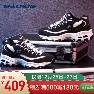 SKECHERS 斯凯奇 情侣鞋女子时尚休闲运动鞋厚底熊猫鞋保暖鞋66666125 黑色/白色 37